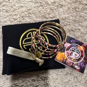 BudhaGirl Gold and Red Stripe Bangle Set